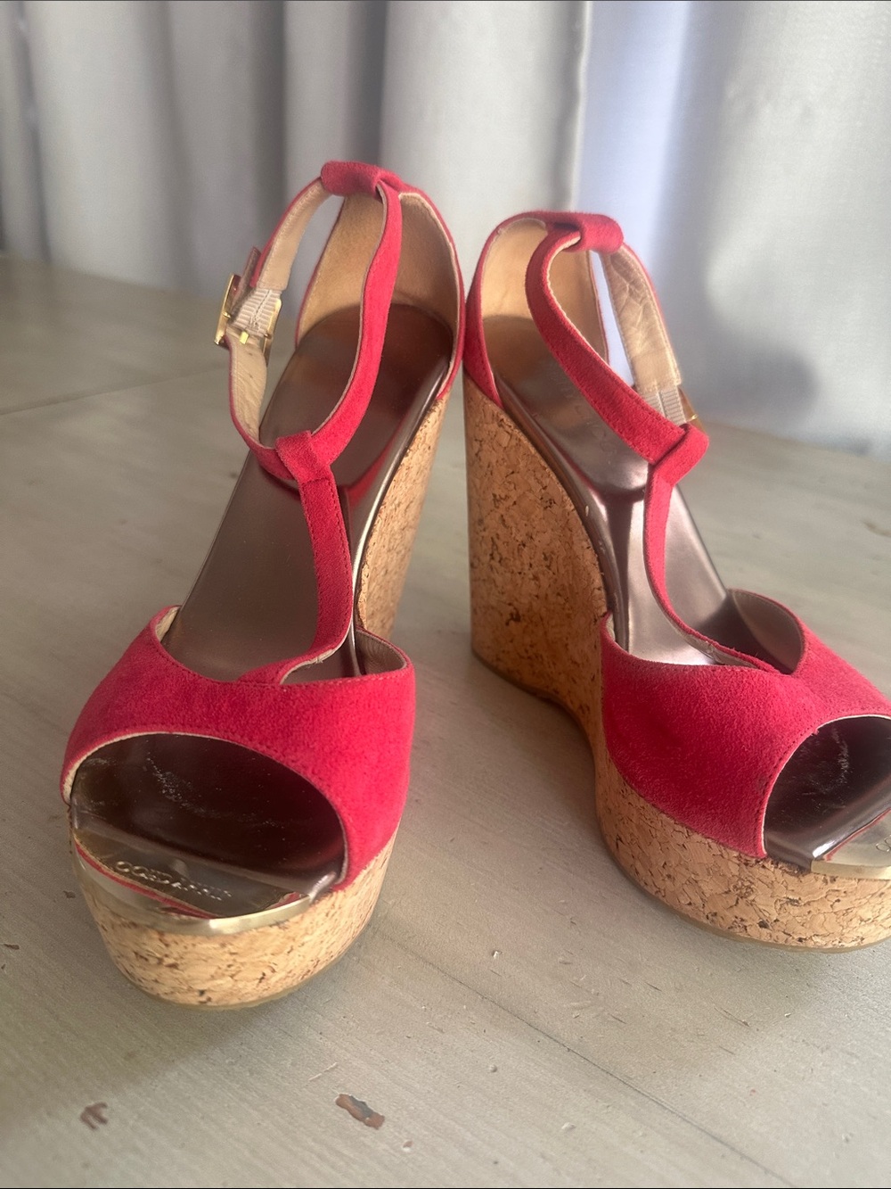 Jimmy Choo Platform Suede Pink Wedges, Women’s 8